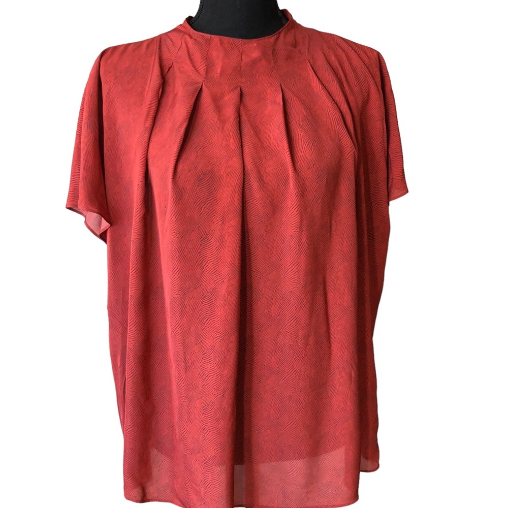 Caballero Pleated Sleeveless Collarless Blouse L